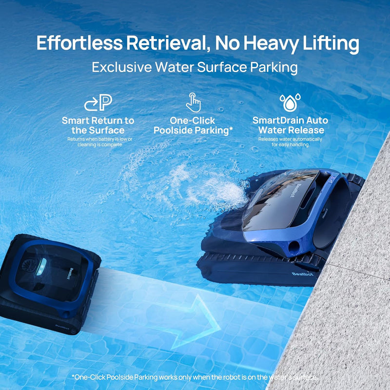 (2025 Upgrade) Beatbot AquaSense 2 Cordless Robotic Pool Vacuum Cleaner, Smart Surface Parking, Double-Pass Waterline Scrubbing, Cleans Floor, Walls and Waterline, Light Blue