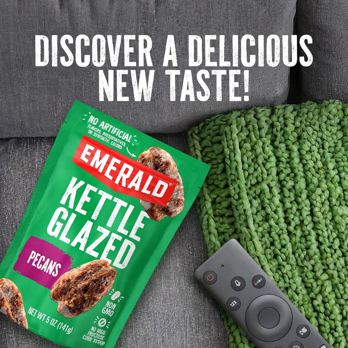 Emerald Nuts Kettle Glazed Pecans (1-Pack), 5oz Resealable Bag, Kosher Dairy Certified, Non-GMO, Contains No Artificial Preservatives, Flavors or Synthetic Colors