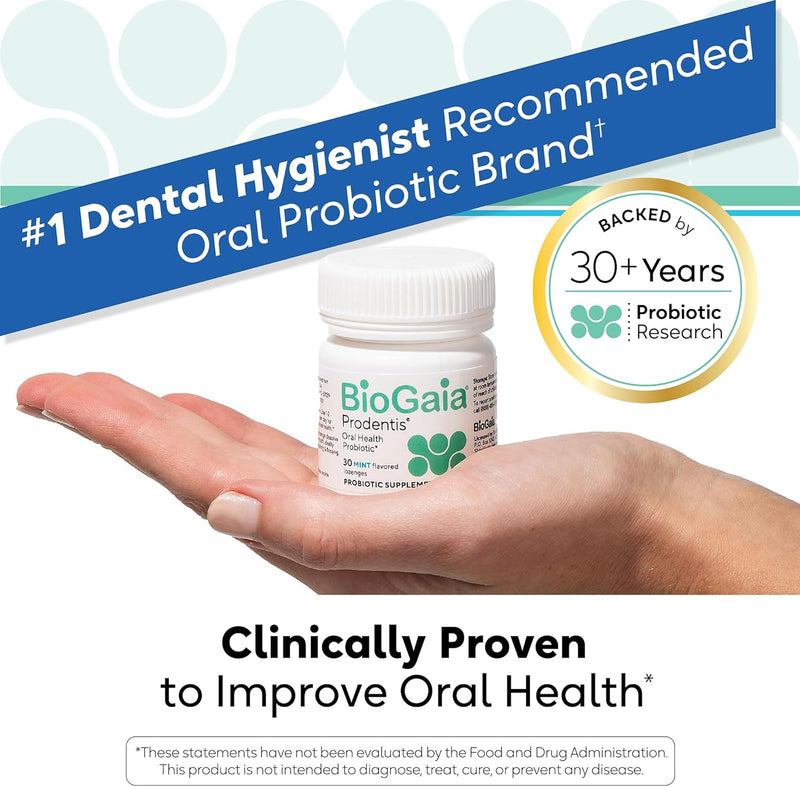 BioGaia Prodentis | Oral Probiotics | Promotes Healthy Gums & Teeth | Defends Against Bad Breath & Dental Problems | Improves Oral Health | Apple Flavored Dental Probiotic Lozenge