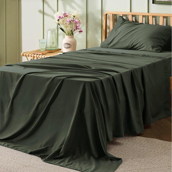 Bedsure Twin Sheets Set - 3 Pieces Soft Twin Bed Sheets - Breathable & Cooling - Hotel Luxury - Easy Care Polyester Microfiber Bedding for Women, Men, Taupe