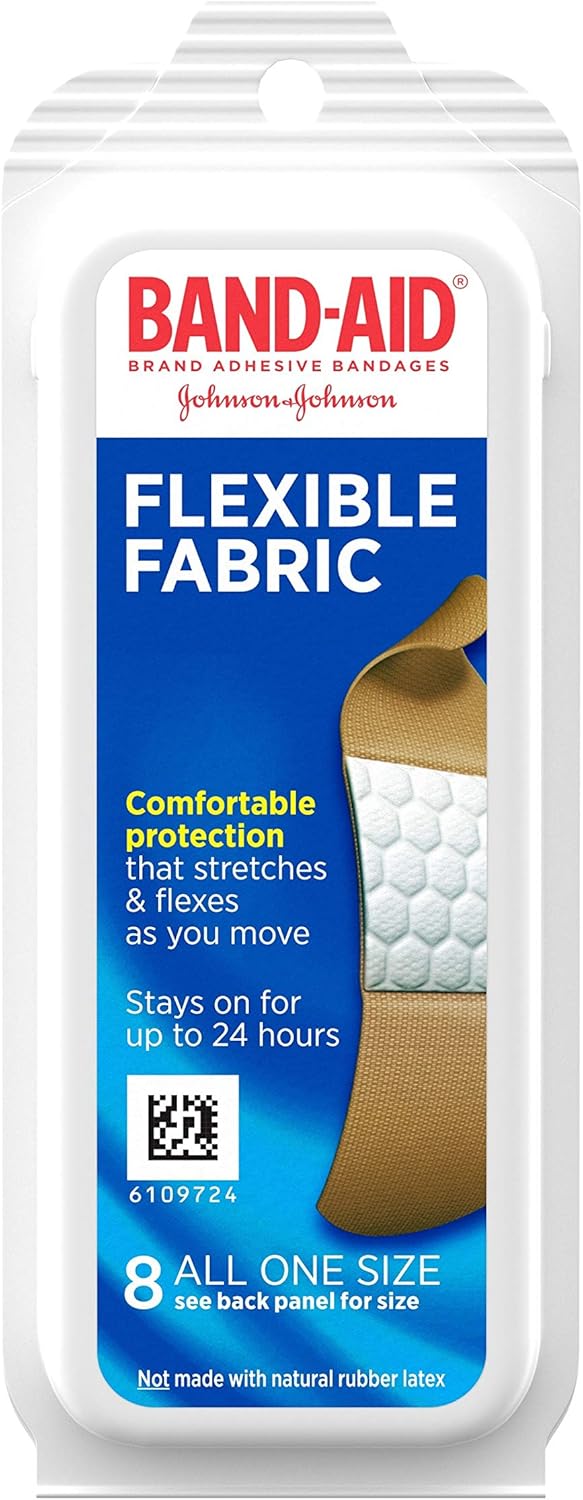 Band-Aid Brand Flexible Fabric Sterile Adhesive Bandages, Comfortable Cushioned Wound Care & Protection for Minor Cuts, Scrapes & Burns, First Aid, Hurt-Free Comfort Pad, One Size 1x3 In, 100 Count