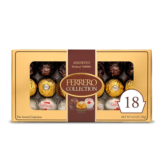 Ferrero Collection, 24 Count, Premium Gourmet Assorted Hazelnut Milk Chocolate, Dark Chocolate and Coconut, 9.1 oz