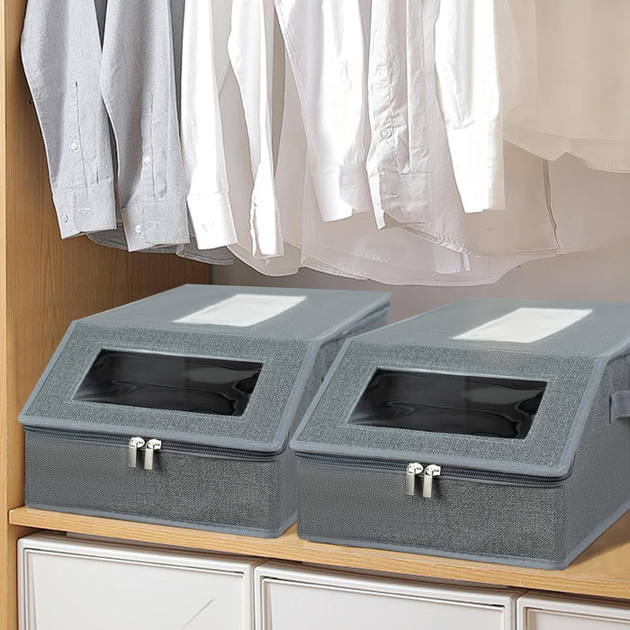 Hat Organizer for Baseball Caps 2P,Hat Storage Box for Closet Wardrobe,Stackable Cap Holder Case with Clear Lid,Men Women Household Essentials