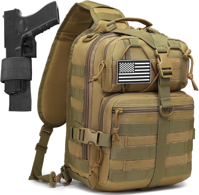 ATBP Tactical Crossbody Backpack Large Sling Pack With Holster Shoulder Bag For Men Outdoors Hiking Camping Gym