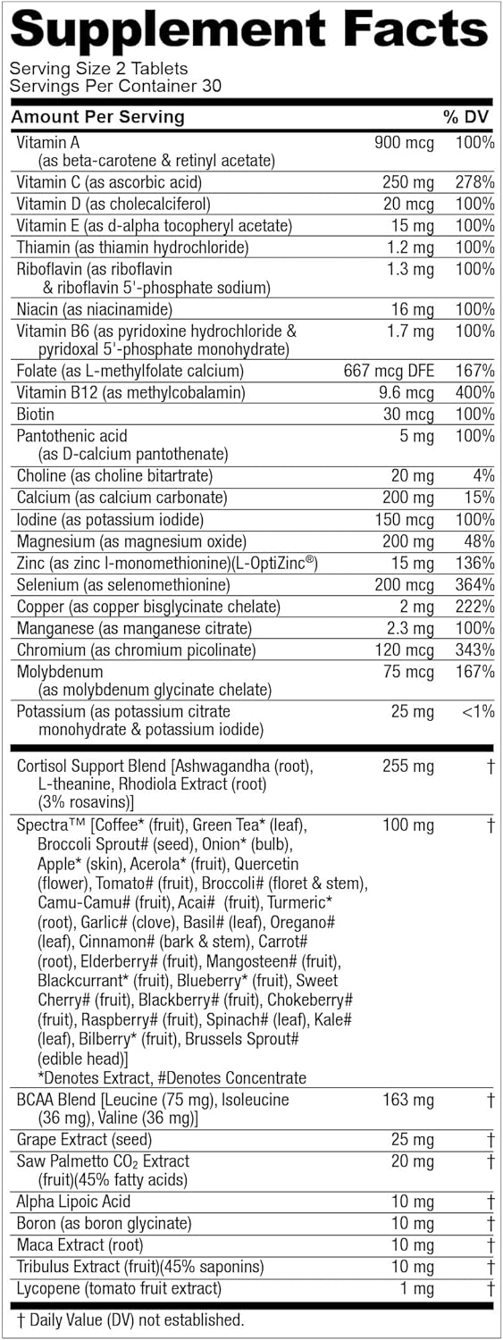 Nugenix Men's Daily Testosterone Multivitamin for Men - 19 Vitamins and Minerals, Supports Free Testosterone, 60 Tablets