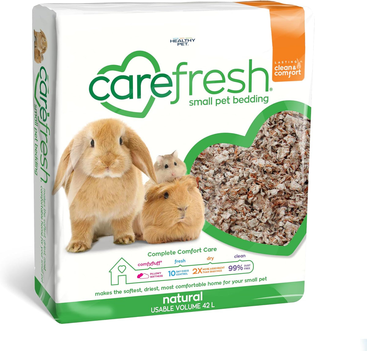 Carefresh 99% Dust-Free Natural Paper Small Pet Bedding with Odor Control, 60 L