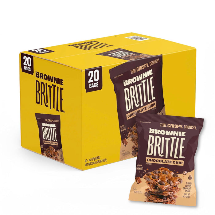 Brownie Brittle – Chocolate Chip & Salted Caramel Thin and Crispy Sweet Snacks (Pack of 20, 1 oz), Rich Gourmet Brownie Bites Dessert