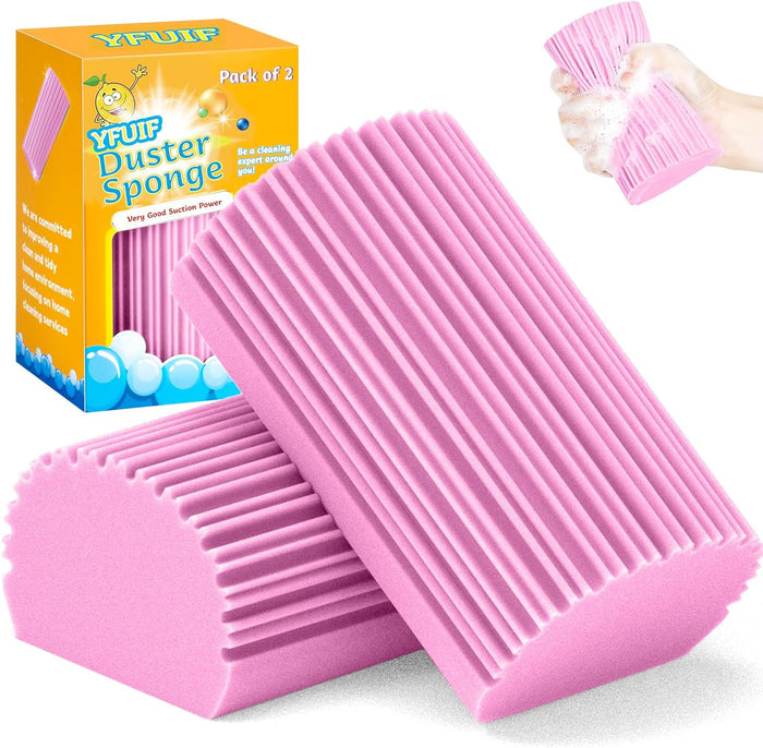 4 Pack Damp Clean Duster Sponge, Magic Sponge Eraser for Household Cleaning, Reusable Dusters Cleaning Supplies for Housekeeping, Dish, Blinds, Glass, Baseboards,Window Track Grooves and Faucets