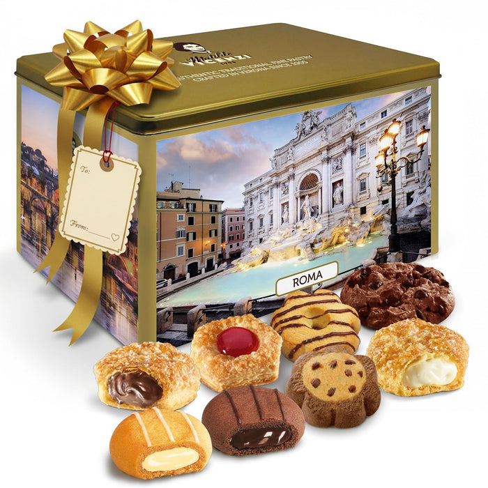 Matilde Vicenzi Verona Cookie Tin - Gourmet Italian Cookies Assortment in Individually Wrapped Trays - Pastries & Bakery Dessert for Christmas Gifts - Assorted Cookies in Italian Design Gift Tin 25.4oz (720g)