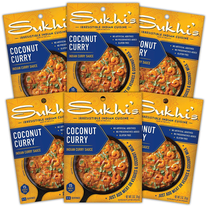 Sukhi's Indian Curry Paste - Vindaloo Masala Sauce 3oz (Pack of 6) 84 Servings - Gluten Free Indian Food Indian Curry Sauce with Indian Spices
