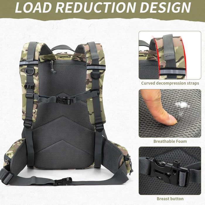 Tactical backpack, assault bag, hydration backpack, men's military enthusiast camping backpack, 3-day bag(Camouflage)
