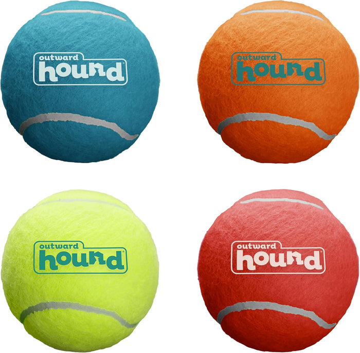 Outward Hound Squeaker Ballz 4-Pack Tennis Ball Dog Toys with Squeaker, Interactive Fetch Play for Pets Under 50 lbs, Training Balls for Indoor & Outdoor Exercise, Medium, 2.5-inch