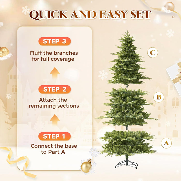 HOLLO STAR 6 ft Prelit Pencil Christmas Tree with 300 LED Lights, App Control, Aspen Artificial Christmas Tree, Multi-Color RGBW Lights, 969 PE & PVC Branch Tips, Skinny Xmas Tree, for Home, Party