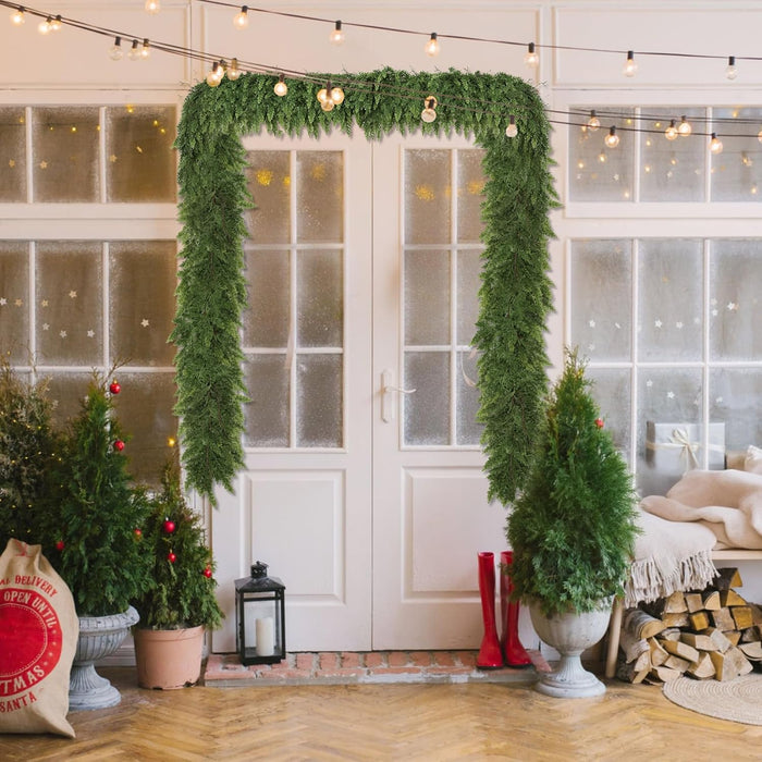 6ft Christmas Garland Realistic Soft and Thickness Green Faux Cedar Pine Garland Artificial Cedar Cypress Garland for Home Fireplace Wall Indoor Outdoor Holiday Party Home Decoration