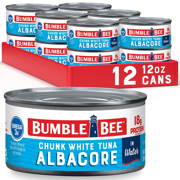 Bumble Bee Chunk White Albacore Tuna in Water, 5 oz Can (Pack of 4) - Wild Caught Tuna - 23g Protein per Serving, High in Omega-3s - Non-GMO Project Verified, Gluten Free, Kosher