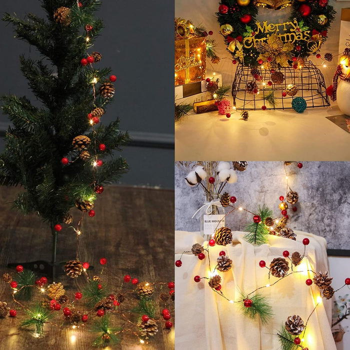 Christmas Garland with Lights,10 Ft 30 LED Christmas Light Decor,Garland Christmas Decorations with Lights,Home Interior, Fireplace, Stair Decoration