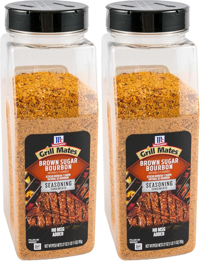 McCormick Grill Mates Brown Sugar Bourbon Seasoning, 27 oz - One 27 Ounce Container of Brown Sugar Bourbon Seasoning Made of Molasses, Red Bell Peppers, and More for Steak, Poultry, and Vegetables