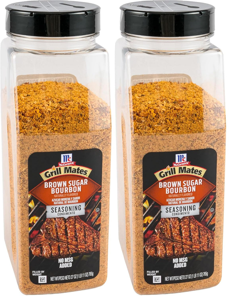 McCormick Grill Mates Brown Sugar Bourbon Seasoning, 27 oz - One 27 Ounce Container of Brown Sugar Bourbon Seasoning Made of Molasses, Red Bell Peppers, and More for Steak, Poultry, and Vegetables