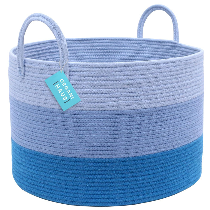 OrganiHaus Large Laundry Basket, Woven Cotton Rope Basket for Blankets, Toy Storage, Nursery Hamper, Living Room Decor Organizer, Soft & Durable Hamper with Handles, 20x13 inches - Gray