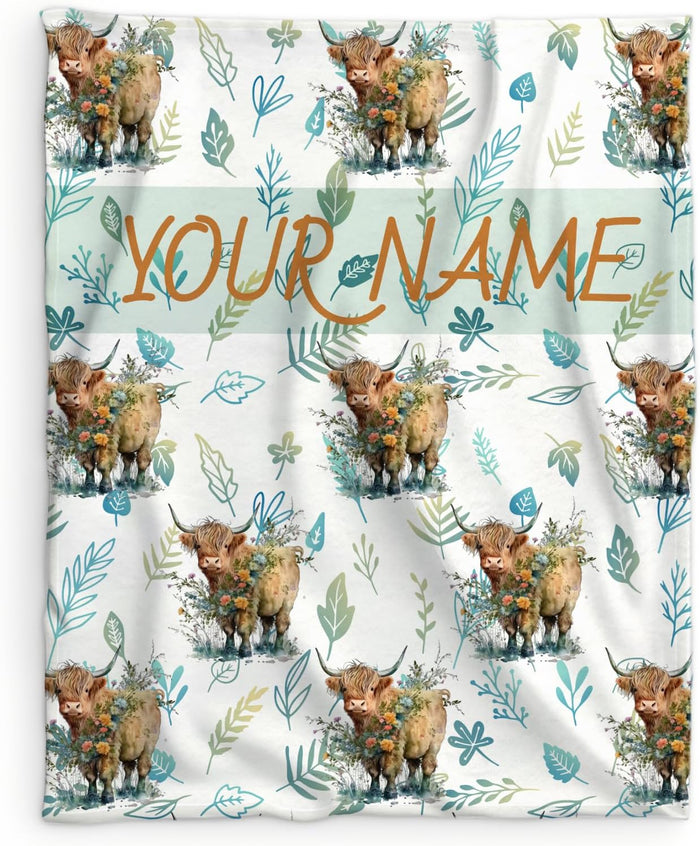 Highland Cow Blanket, Cute Cow Throw Blanket Gift for Women Girls Highland Cow Lovers, 50x40 Inches Soft Fuzzy Flannel Sunflower Blankets for Crib Couch Sofa Travel