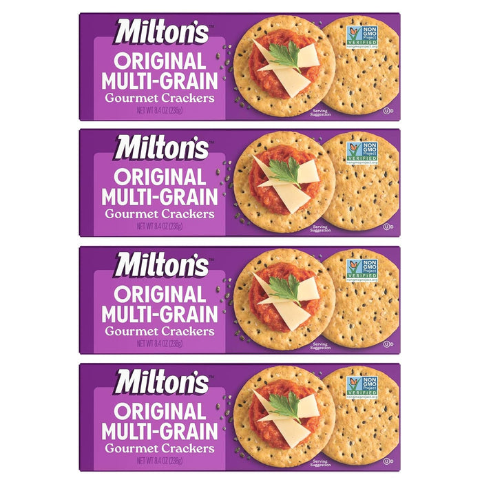 Milton's Gourmet Crackers, Everything - Non-GMO Project Verified, Natural Ingredients, Kosher, Everything Bagel Inspired, Great for Charcuterie Boards - 8.4 Oz