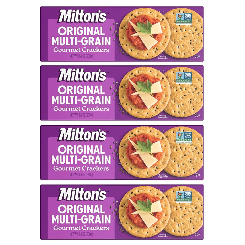 Milton's Gourmet Crackers, Everything - Non-GMO Project Verified, Natural Ingredients, Kosher, Everything Bagel Inspired, Great for Charcuterie Boards - 8.4 Oz