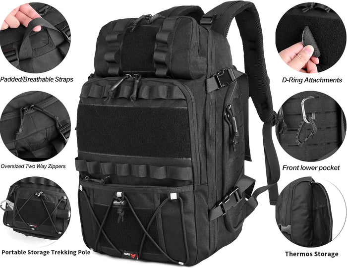 Tactical Backpack 45L Military Molle Pack, 900D Waterproof Assault Rucksack, Large Capacity Outdoor Hiking Camping Trekking Bag for Travel, Hunting, Survival, and Adventure
