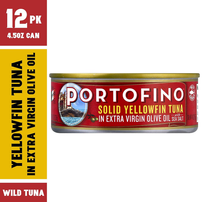 Portofino Solid Yellowfin Tuna In Extra Virgin Olive Oil - 4.5oz Can (Pack of 12)