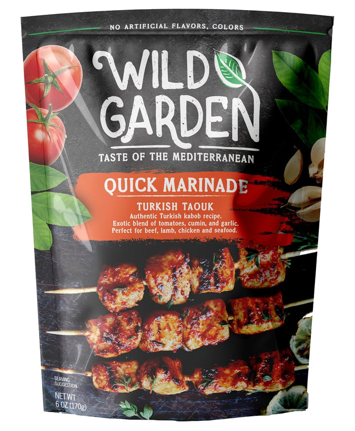 Wild Garden Ready-To-Go Gourmet Turkish Taouk Marinade, 100% All Natural, No Additives, No Preservatives, Bold, Flavorful, Perfect for Grilled Chicken, Shish Tawook, Kabab! 6oz