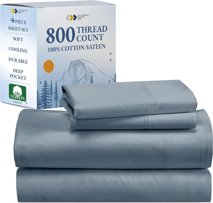California Design Den Split King Sheet Set - Luxury 800 Thread Count, 100% Cotton Sateen, Bedding Set with Deep Pockets, Cooling & Softer Than Egyptian Cotton Sheets (Beige)