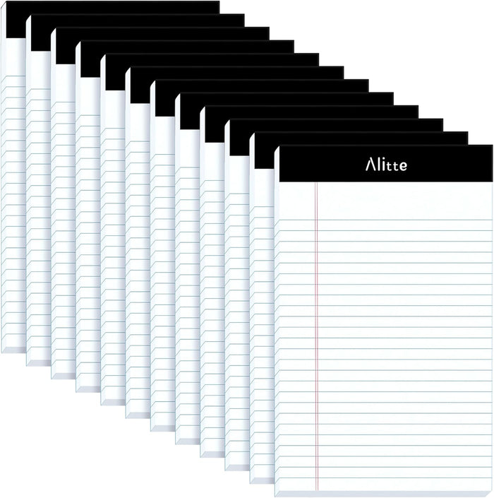Yellow Legal Notepads 5x8, Pack of 12 - Perforated Narrow Ruled Writing Pad - Premium Thick Paper, No Ink Bleeding - Blank Legal Pads For Home, Office, School, Business - 50 Sheets Per Notebook