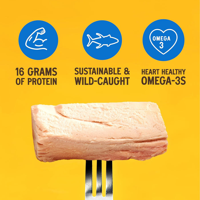Season Yellowfin Tuna Fillets in Spring Water - Wild Caught, Hand-Packed in Glass Jars, 16g of Protein per Serving, Premium Quality - 6.7 Oz (Pack of 6)