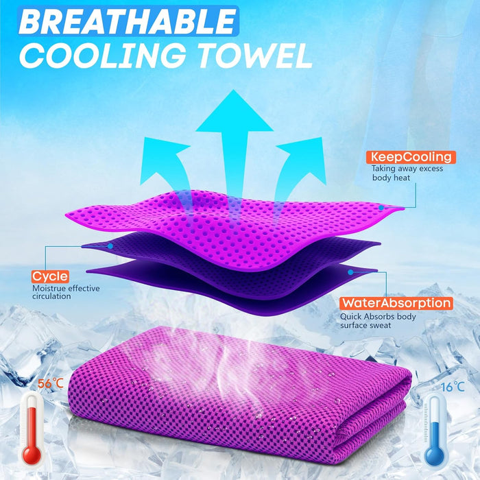 4 Pack Cooling Towels (40"x 12"), Soft Breathable Gym Towels, Tough Outdoors Ice Towel for Neck and Face, Camp Essentials Microfiber Sweat Towels for Gym, Run, Yoga, Workout, Travel, Climb
