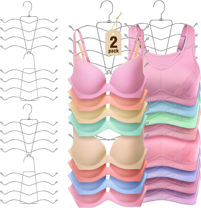 HOUSE DAY Bra Hangers 2 Pack, Tank Top Hangers Space Saving Hanger for Closet Organizers and Storage, Bra Organizer Closet Hanger Space Saver for Camisoles, Bras, Belts, Ties, Scarves, Swimsuits