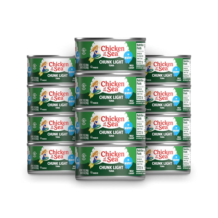 Chicken of the Sea Wild Caught Chunk Light Tuna, 5 Ounce Cans, 10-Count – High Protein 100% Classic Chunk Tuna in Water – Delicious, Easy, Nutritious Ready to Eat Meals