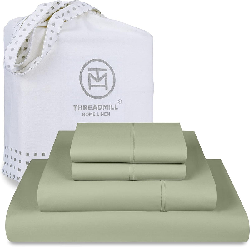 Threadmill Luxury 800 Thread Count King 100% Cotton Sheets - Hotel White Sateen Weave Bed-Sheets, Better Than Egyptian Cotton, 4 Pc Solid Soft Bed Set, Fits 16" Deep Pocket