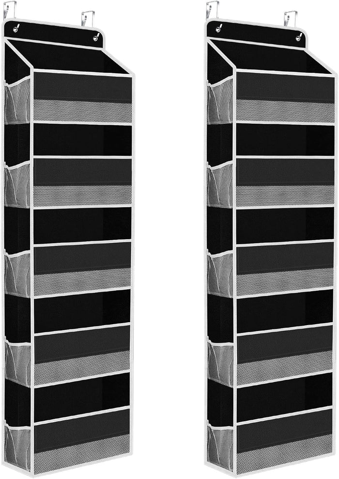 1 Pack Over The Door Organizer, Hanging Storage Organizer with Clear Window, 40lb Ultra Sturdy Large Capacity Room Organizer for Pantry Laundry Bathroom Nursery Closet Baby Essential (Grey)