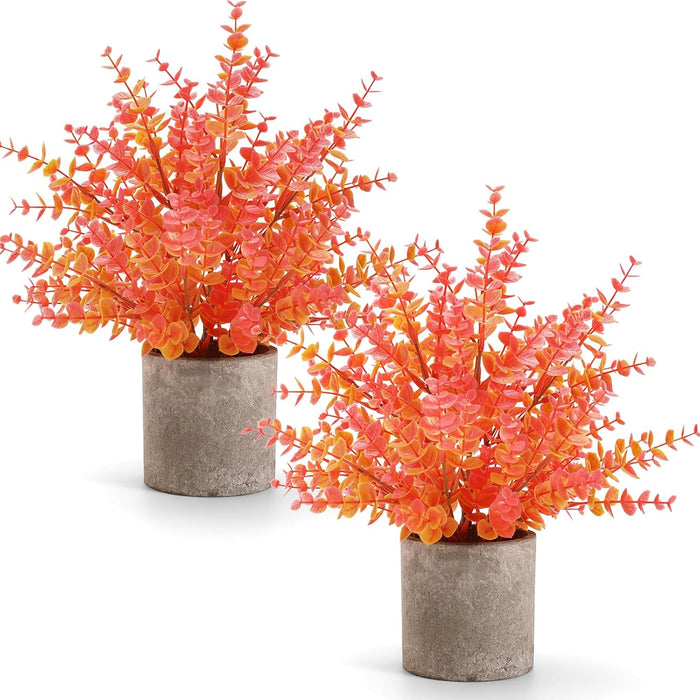 2 Pack Black Fake Eucalyptus Small Fake Plants Potted Artificial Plants for Halloween Decorations Shelf Desk Home Farmhouse Room Coffee Table Bathroom Decor(Black)