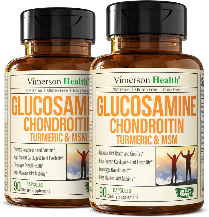 Glucosamine Chondroitin MSM and Turmeric Supplement – Joint Support Supplement for Women and Men with Boswellia and Chondroitin Sulfate – for Cartilage, Joint Health and Flexibility – 90 Capsules