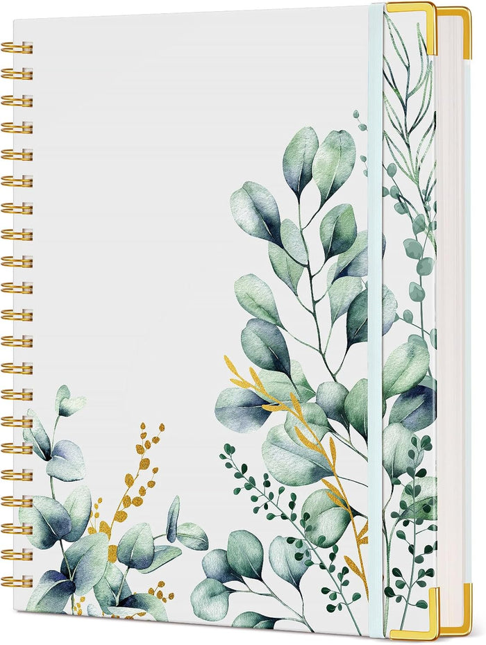 Cute Spiral Notebook Journal for Women, 200 Pages Lined Notebooks 8.5” x 11”, A4 Large Hardcover Spiral Journals with 100 GSM Thick Paper, College Ruled Notebook for Writing Work School, Orange Floral