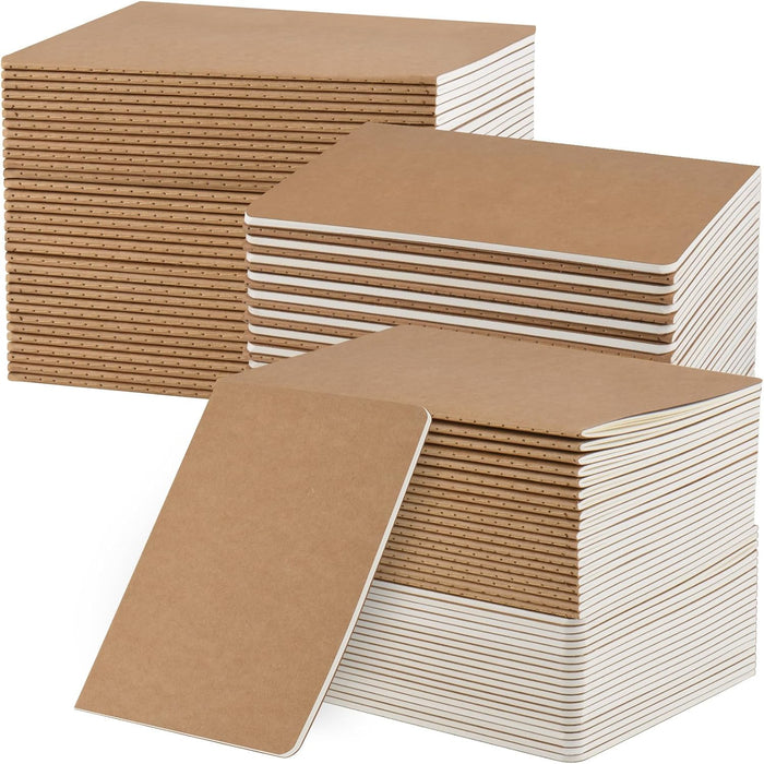 ZCZN 24 Pack A5 Kraft Notebooks Bulk, 8.15x5.5 Inches Lined Paper Journaling Notebooks, Notebooks for Work, Composition Notebooks for School, Journal Notebooks for Office, 60 Pages