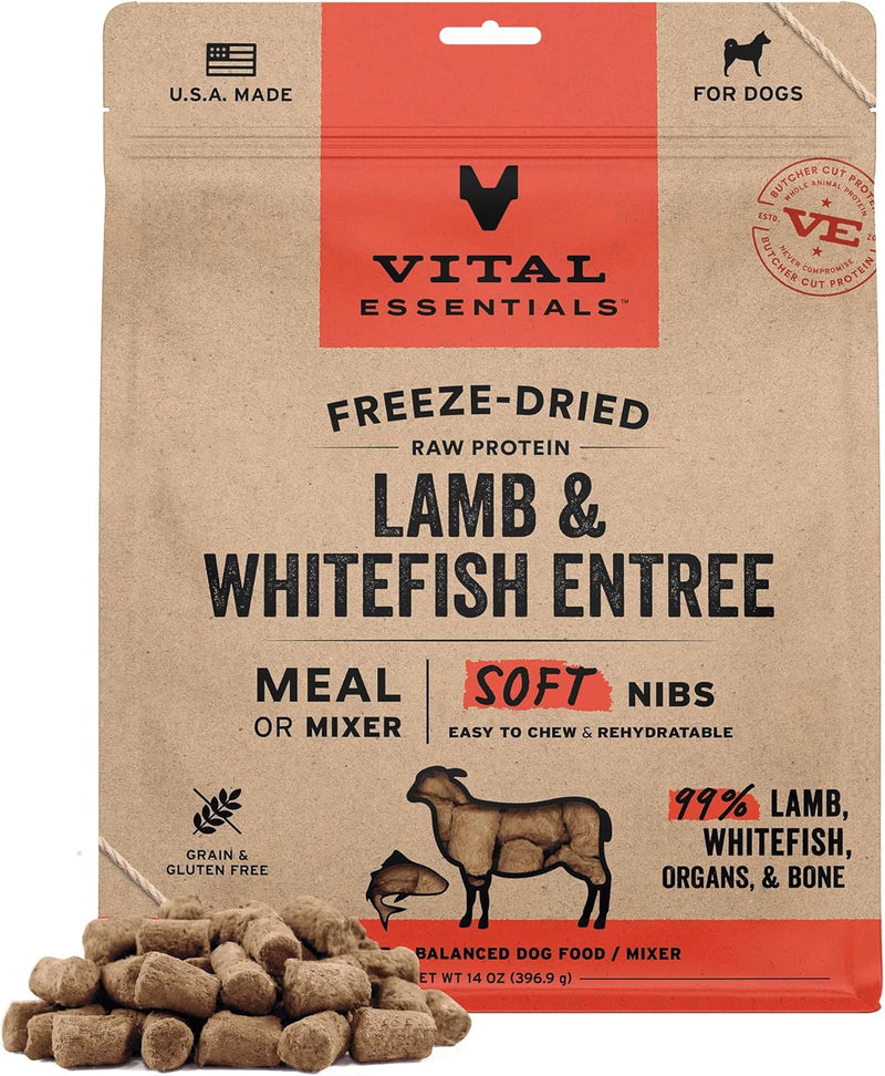Vital Essentials Freeze-Dried Raw Duck Meal or Mixer Dog Food Soft Nibs | 99% Duck, Organs & Bone | 14 oz