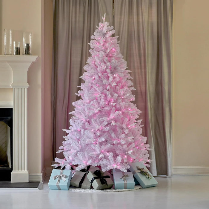 7.5 Foot Arctic Starburst Pine Pre-lit Artificial Tree (56" Diameter) with App-Based Lighting Controls, Storage Bag Included