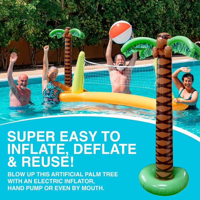 Giant Inflatable Palm Trees - 2 Pack - 6 Foot Super Sturdy Trees for Luau Parties, Beach Decor, Poolside Ambiance, Tropical Theme Decor & Outdoor Fun, Easy Inflation