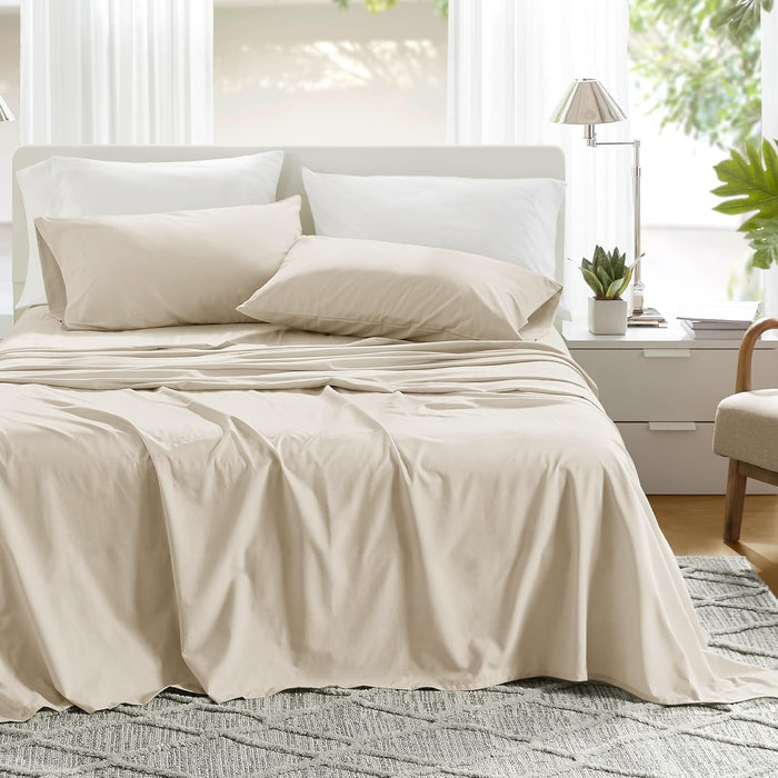 Comfort Spaces 100% Cotton Sheet Set Breathable, Lightweight, Soft with 12" Elastic Pocket Fits up to 14" Mattress, All Season Cozy Bedding, Matching Pillow Case, Twin XL Blue 3 Piece