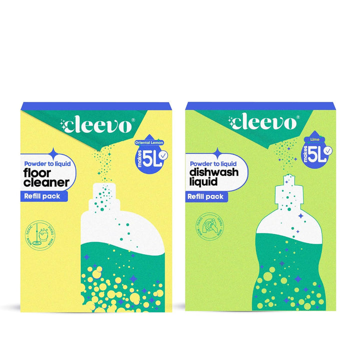 Cleevo Floor Cleaner Liquid (5L Refill Pack) | 1 Pouch = 1L Natural Disinfectant Floor Cleaners for Mops | Chlorine-Free Surface Cleaner, Eco-Friendly All-Purpose Floor Cleaning Liquid (Zesty Lemon)