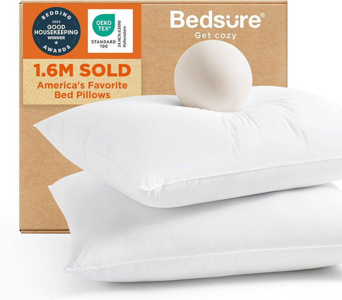 Bedsure Pillows Queen Size Set of 2 - Soft Bed Pillows for Sleeping 2 Pack, Fluffy and Supportive, Hotel Quality, Original Down Alternative Filling for Side, Back Sleepers