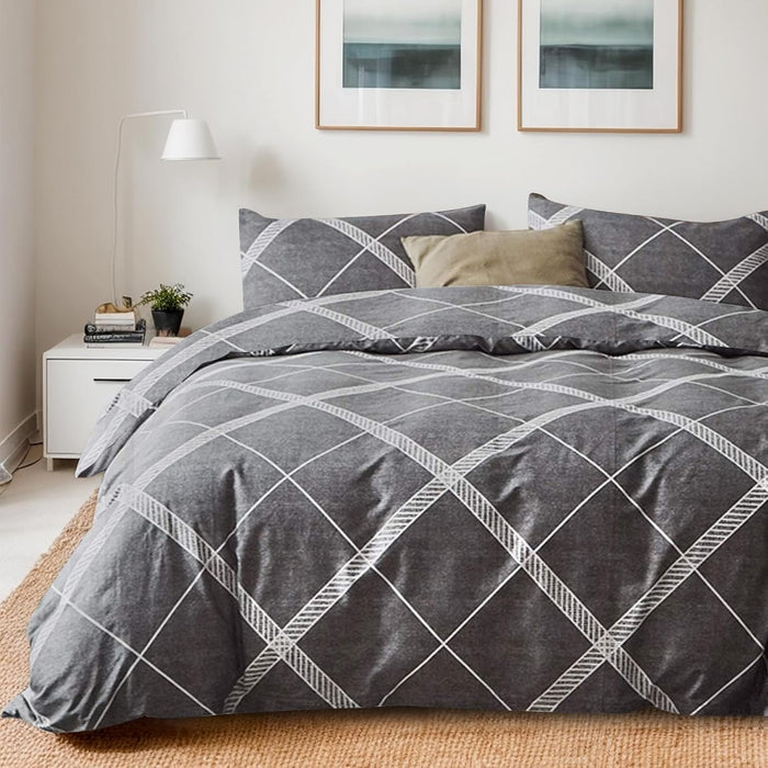 TOCOMOA Tan Gingham Duvet Cover Bedding Set 100% Washed Cotton Like Linen Feel Super Soft Comfy 3 Piece Brown Vintage Plaid Checkered Fall Comforter Cover Set (Queen 90"x90", Comforter Not Included)