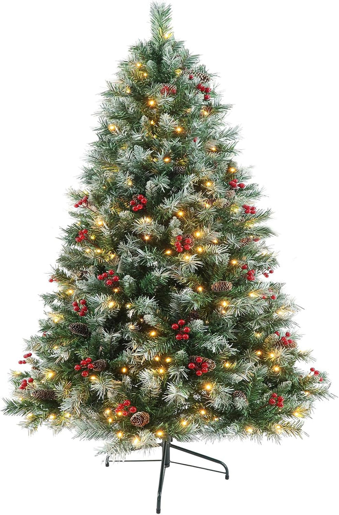 Prelit Christmas Tree with Lights 6ft - Premium Artificial Christmas Tree, with 874 Branch Tips and 250 Warm Lightsm, Support Automatique, Easy Assembly,Perfect Choice for Xmas Decorations