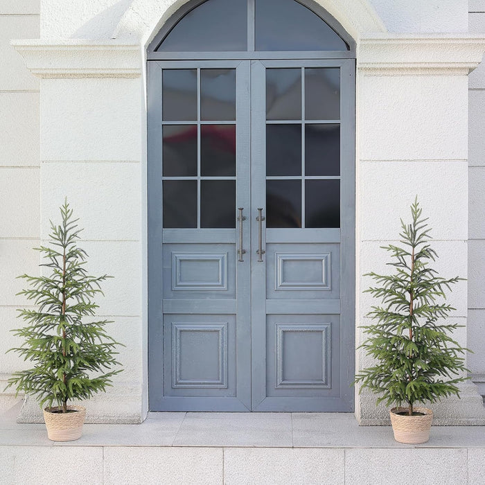 4ft Christmas Norfolk Pine Tree Artificial Christmas Tree Faux Potted Plants for Front Porch Christmas Indoor Outdoor Decor